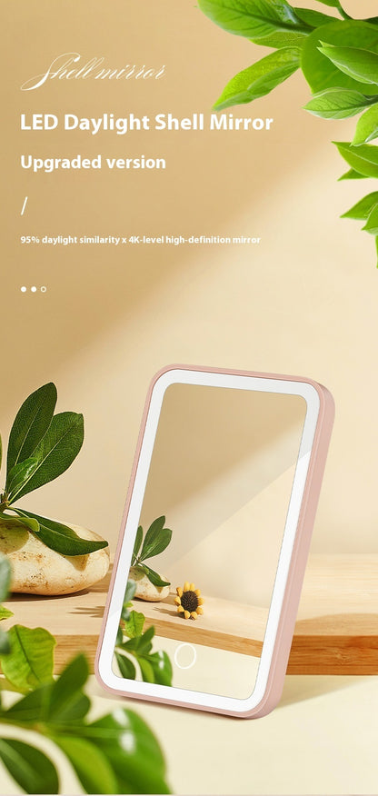 Espejo de auto con luz para maquillar